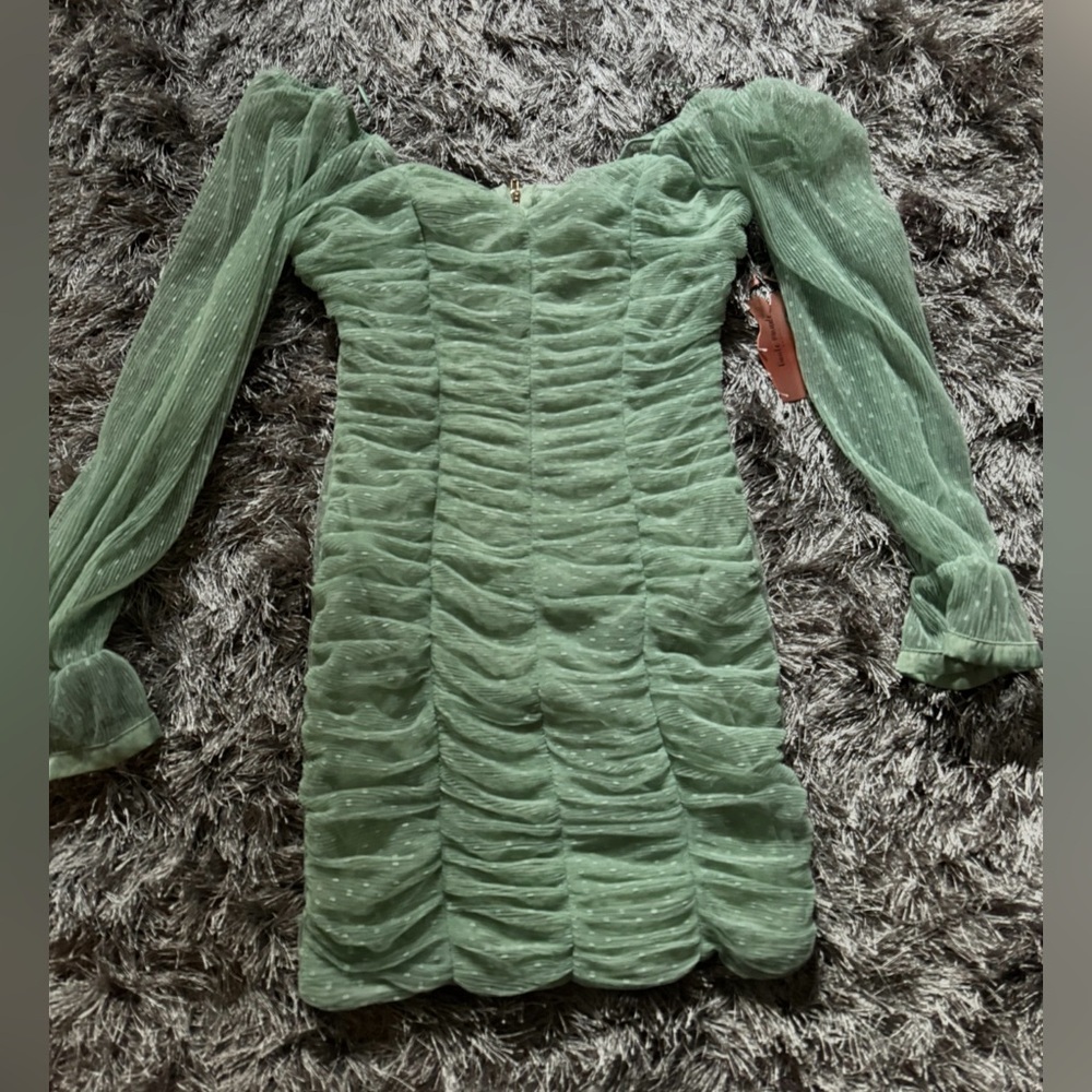 Elegant Green Ruched Dress Haute Monde